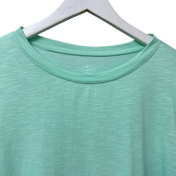 St Johns Bay Mint Green Top Plus Size 2X Embroidered Puff Sleeve Tunic Tee - Picture 5 of 8